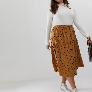ISO - ASOS Curve button front midi skirt polka dot